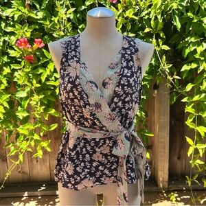 Anthropologie “Starflower” Silk Kimono Wrap Blouse